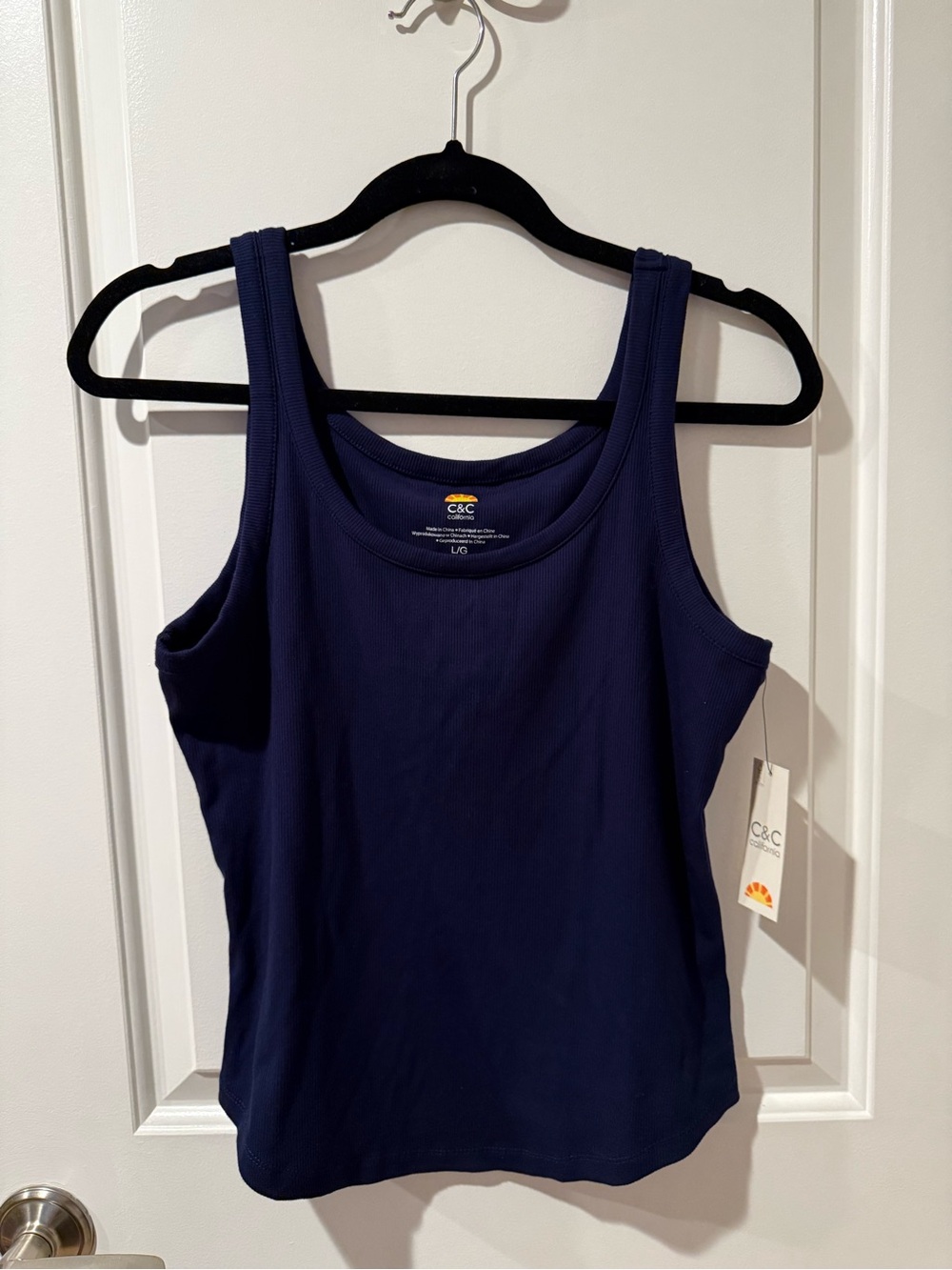 C&C California Navy Ribbed Scoop Tank Top